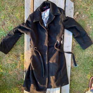 Via Spiga sz 8 Belted Black Knee Length Jacket